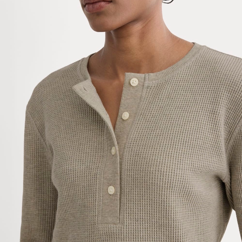 The Waffle Henley | Oatmeal Heather Everlane size XXL